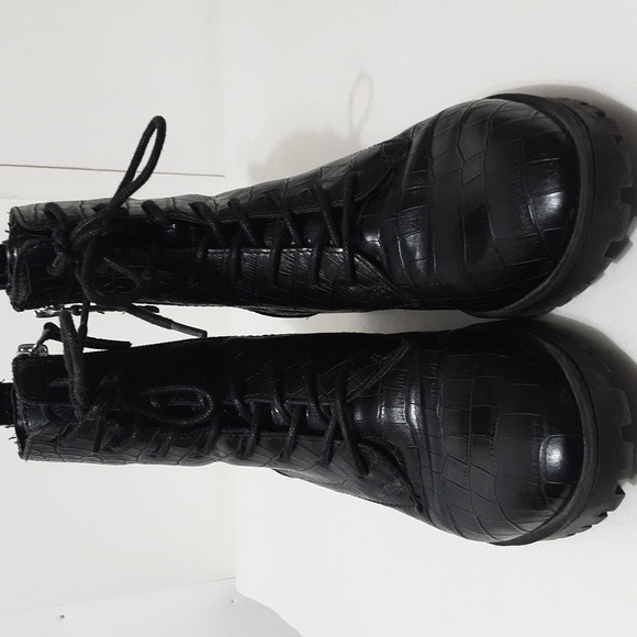Dolce Vita Croc Lace Up Combat Boots - Picture 1 of 9